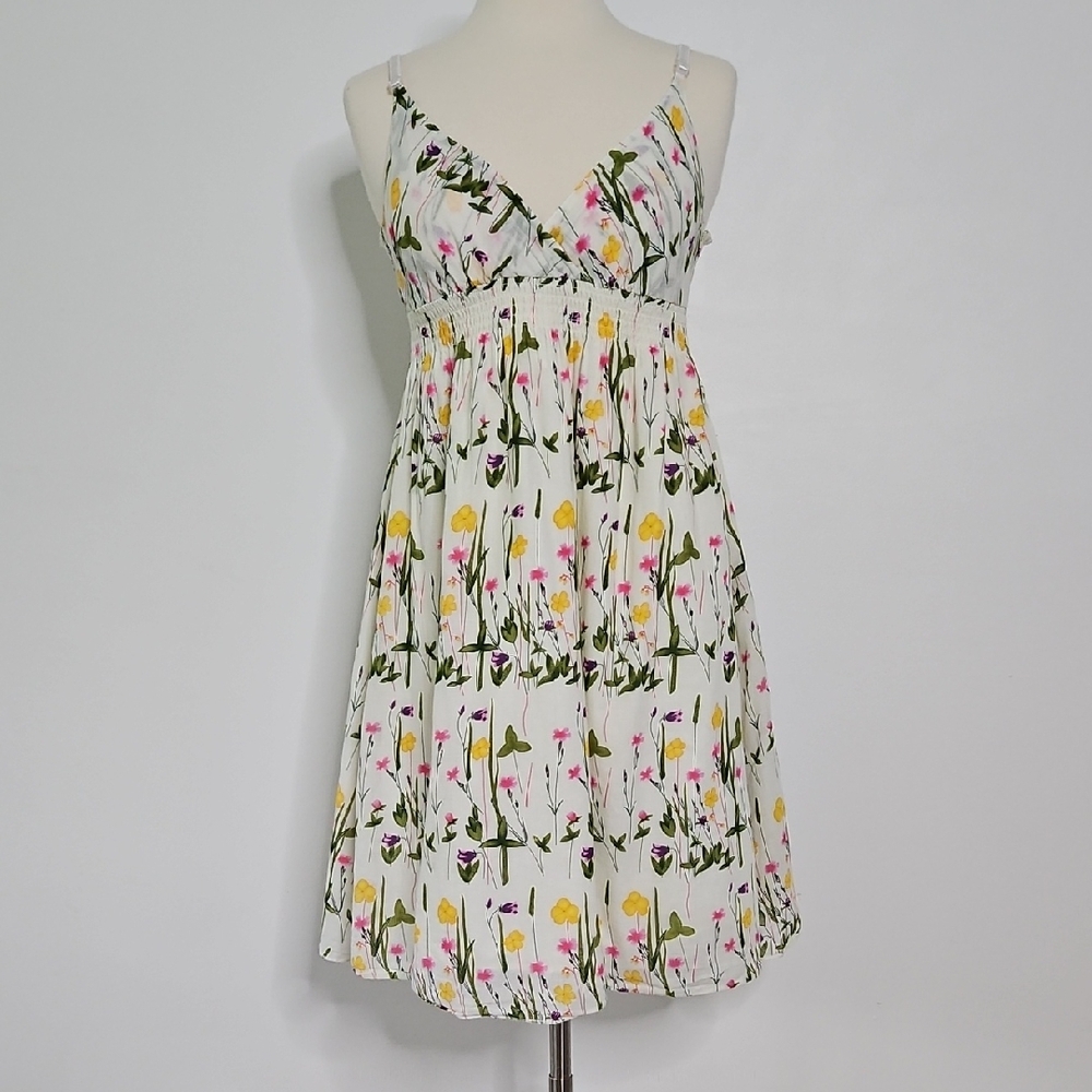 Derek Heart‎ Floral Babydoll Sundress Smocked Y2K Cotton Size Large